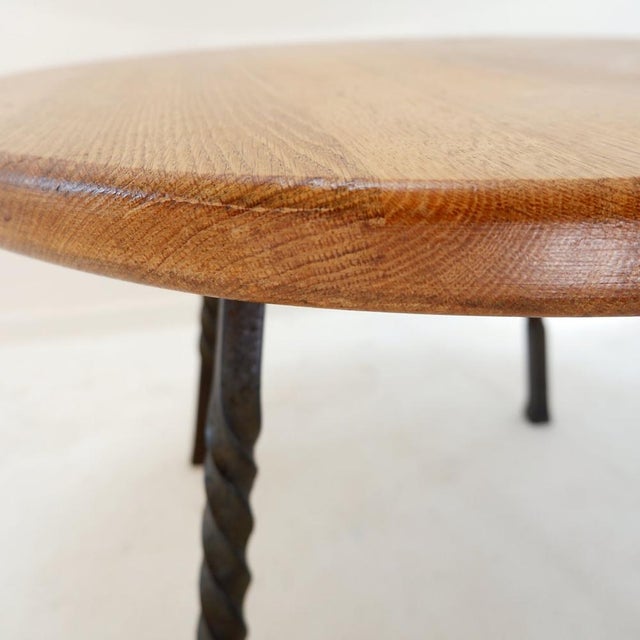 Black Round Coffee Table with Twisted Wrought Iron Base, France, 1960s For Sale - Image 8 of 11