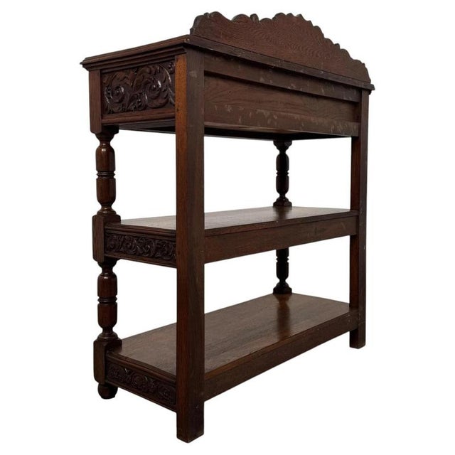 Antique English Carved Oak Buffet, 1800s For Sale - Image 10 of 12