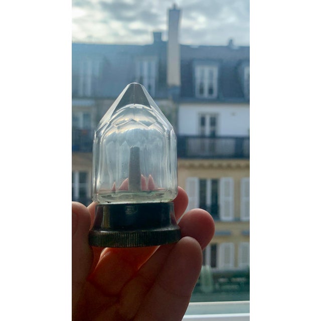 1920s Antique French Glass Electrical Insulator Lamp Finial For Sale - Image 5 of 6