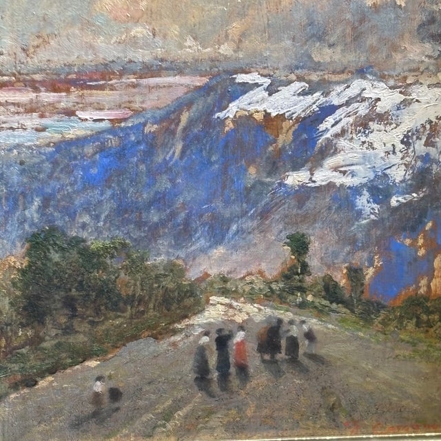 Unknown, Mountain Landscape with Figures on the Road, 1800, Oil on Canvas For Sale - Image 3 of 17