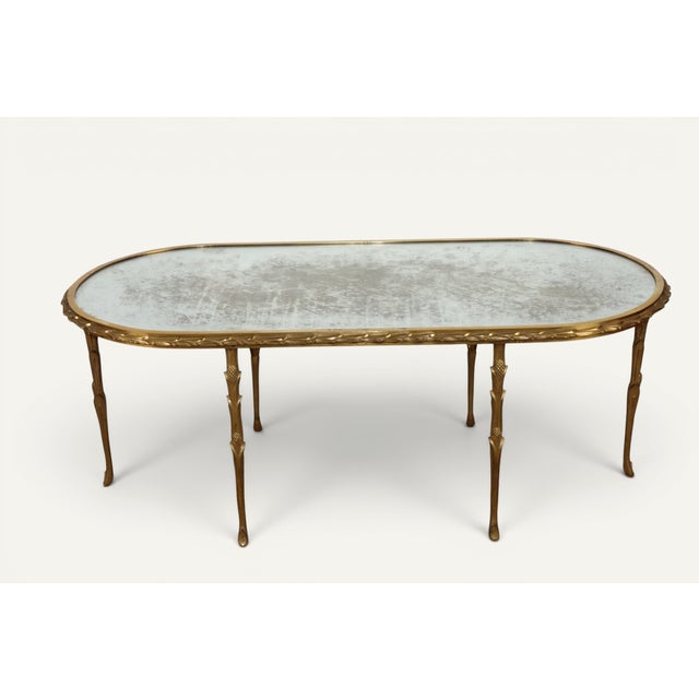 Baguès Coffee Table in Gilt Bronze and Aged Mirror, 1950s For Sale - Image 15 of 18
