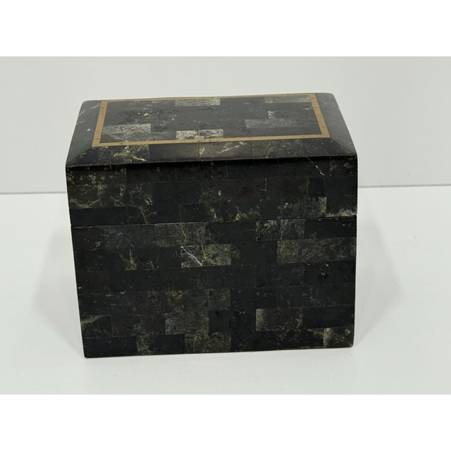 Mid-Century Modern 1980's Tessellated Stone Maitland Smith Decorative Box For Sale - Image 3 of 8