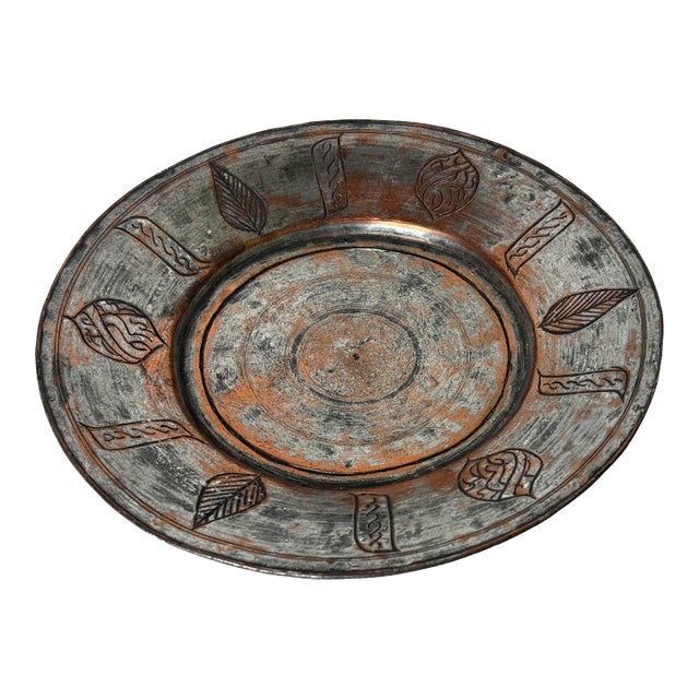 19th Century Incised Tinned Copper Ottoman Platter For Sale