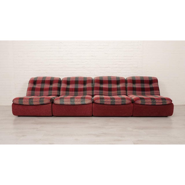 Modular Red Checkered Sofa, 1970s, Set of 4 For Sale - Image 5 of 13