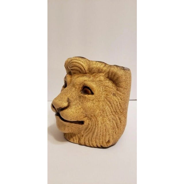 Mid-Century Modern Haeger Sandstone Lion Head Planter For Sale - Image 4 of 11