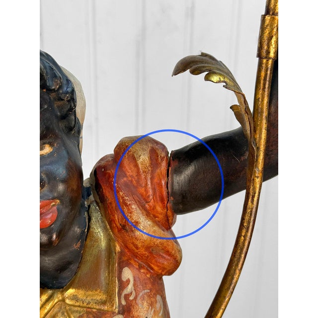 Wood Vintage Italian Venetian Figural Boy Candelabra Table Lamp For Sale - Image 7 of 16