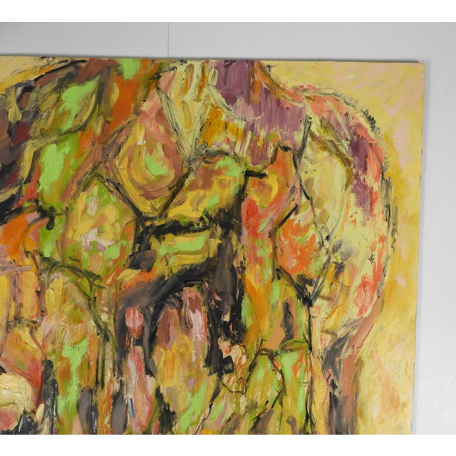 Contemporary Expressionist Pink and Green Painting of Tree For Sale - Image 4 of 7