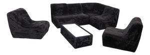 Modular Plush Fabric Sofa Set with Table, 1970s, Set of 7