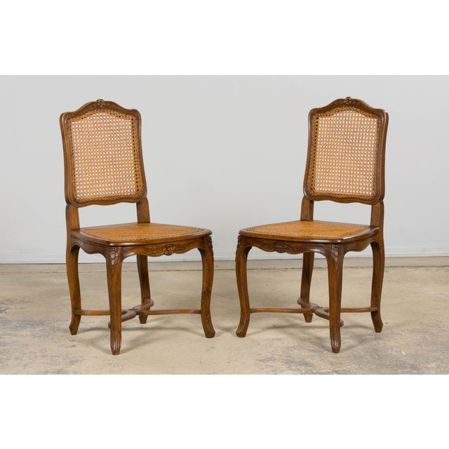 Early 20th Century Antique French Louis XV Style Provincial Walnut Cane Dining Chairs, Set of 12 For Sale - Image 5 of 18