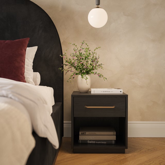 Marlow Black Wood Nightstand For Sale - Image 9 of 9