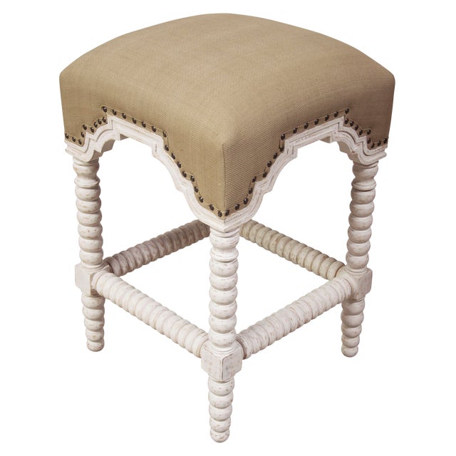 Abacus Counter Stool, White Wash For Sale