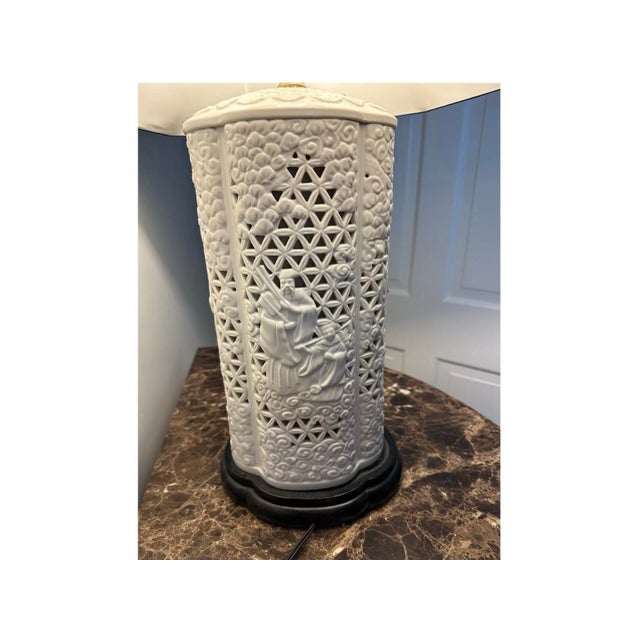 Glass Early 20th Century Blanc De Chine Table Lamp For Sale - Image 7 of 12