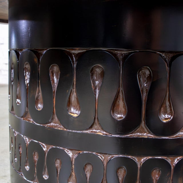 Mid-20th Century Brutalist Heirloom Coffee Table by Weiman Carved Pedestal Base Ivory Marble Top For Sale - Image 10 of 18
