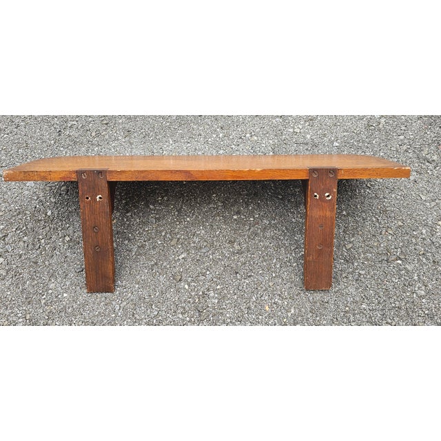 Brown Mid Century Arts and Crafts Mission Style Oak Wall Shelf For Sale - Image 8 of 8