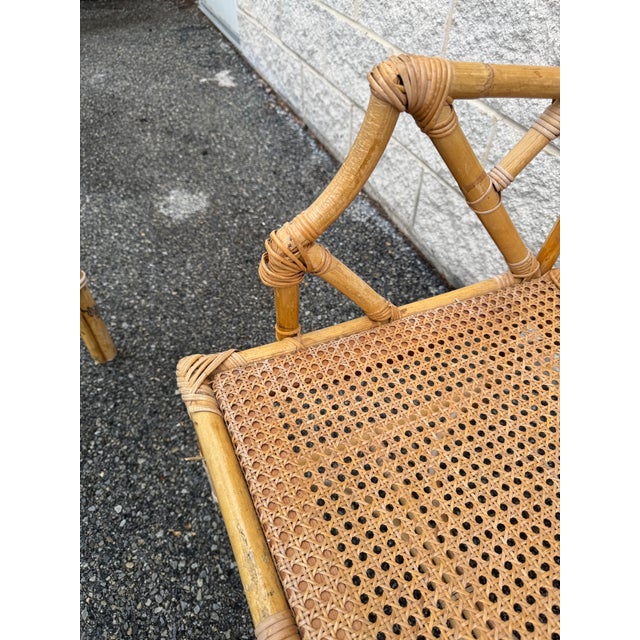 Vintage Rattan and Cane Dining Set With Four Chairs, 1970s For Sale - Image 10 of 12