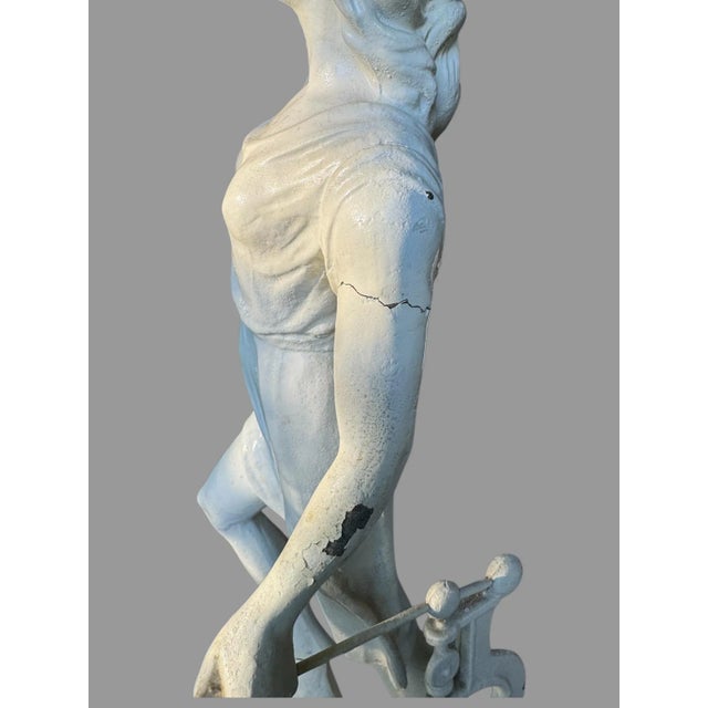 Mid 20th Century Antique Victorian Cast Metal 29" Figural Statue Sculpture of a Maiden For Sale - Image 5 of 9