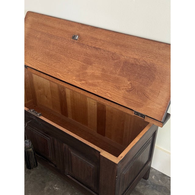 Brown 1800s Antique English Oak Coffer Blanket Chest For Sale - Image 8 of 8