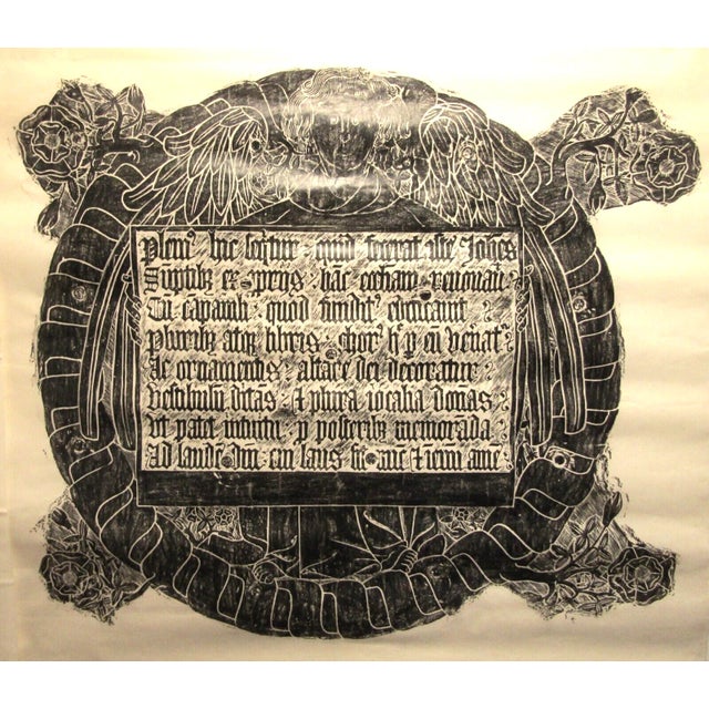 1967 St. Mary of Ashford Church Kent England Turtle Shaped Brass Rubbing The black dots are magnets used to photograph....