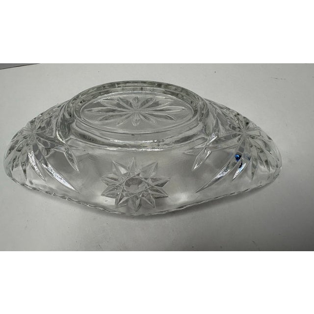 American Pressed Glass Oval Celery or Relish Dish, Starburst Pattern, Circa 1930s–1950s For Sale - Image 4 of 7