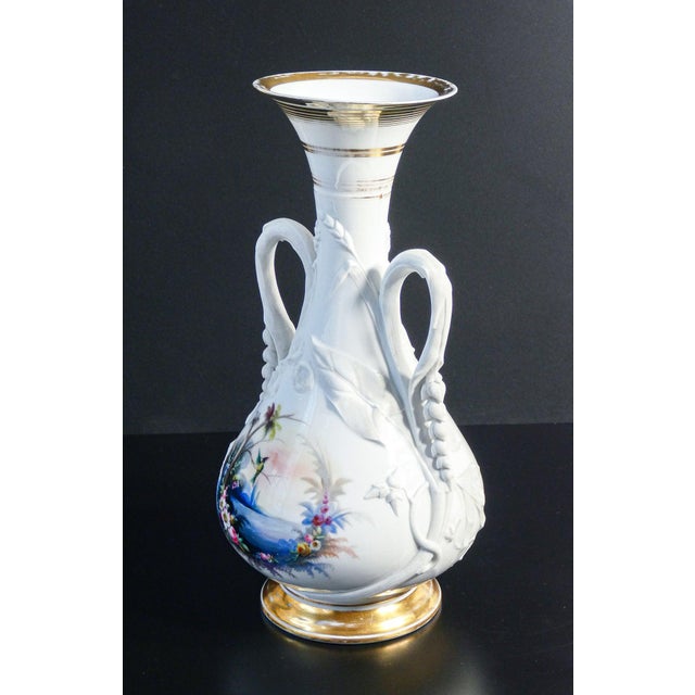 Hand Painted Ceramic Vase with Bas -Reliefs For Sale - Image 6 of 14