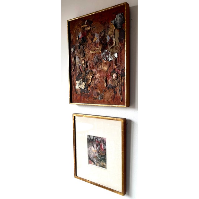 This wonderful custom gold leaf framed and silk matted original Shirley Black collage is like a small jewel, signed verso,...