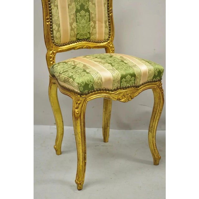 Late 20th Century Late 20th Century Vintage French Louis XV Style Gold Giltwood Carved Boudoir Side Chairs - A Pair For Sale - Image 5 of 10