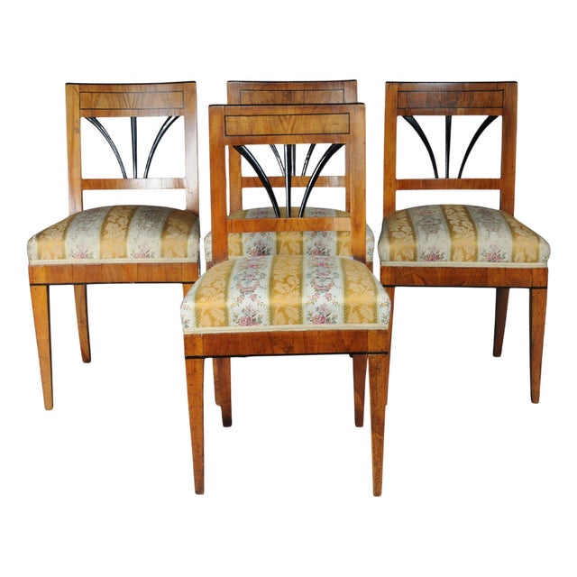 Vintage Biedermeier Chairs in Cherry Wood, Set of 4 For Sale