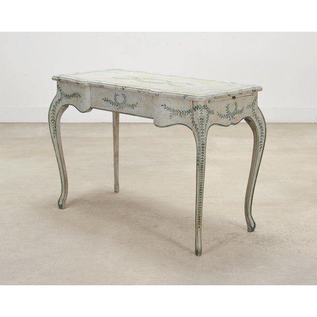 Neoclassical Venetian Painted Country Italian Provincial Writing Table Desk For Sale - Image 3 of 18