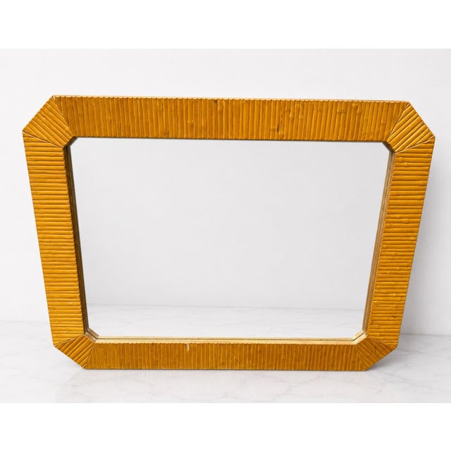 Large Modern Faux Bamboo Wall Mirror For Sale - Image 9 of 10