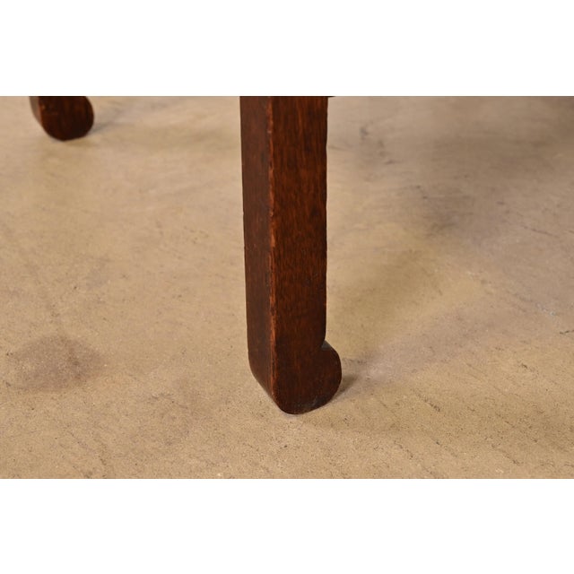 Limbert Style Antique Arts & Crafts Carved Oak Side Chair or Dining Chair, Circa 1900 For Sale - Image 10 of 12