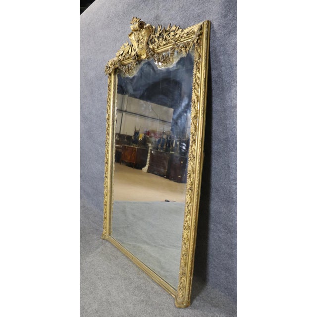 Glass Monumental Carved 19th C Louis XV Gold Leaf Carved Mirror For Sale - Image 7 of 12