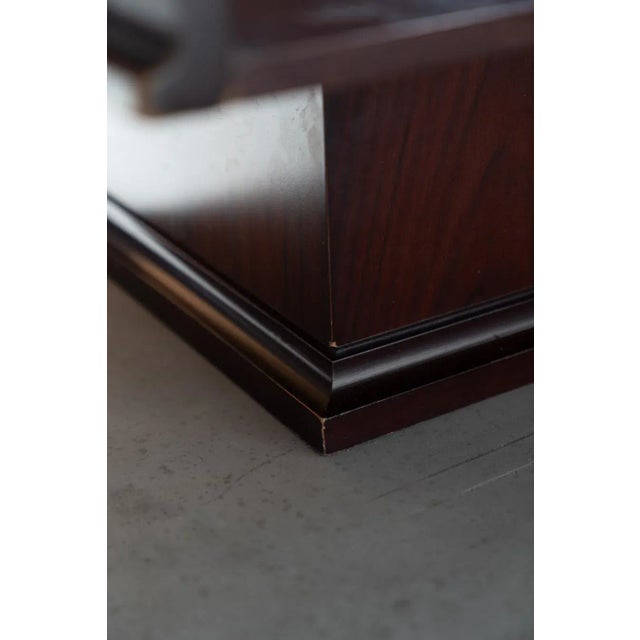 Wood Vintage Mahogany Coffee Table with Glass Top, 1970s For Sale - Image 7 of 11