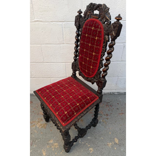 Renaissance Revival Hand Carved Oak Dining Chairs For Sale - Image 17 of 17