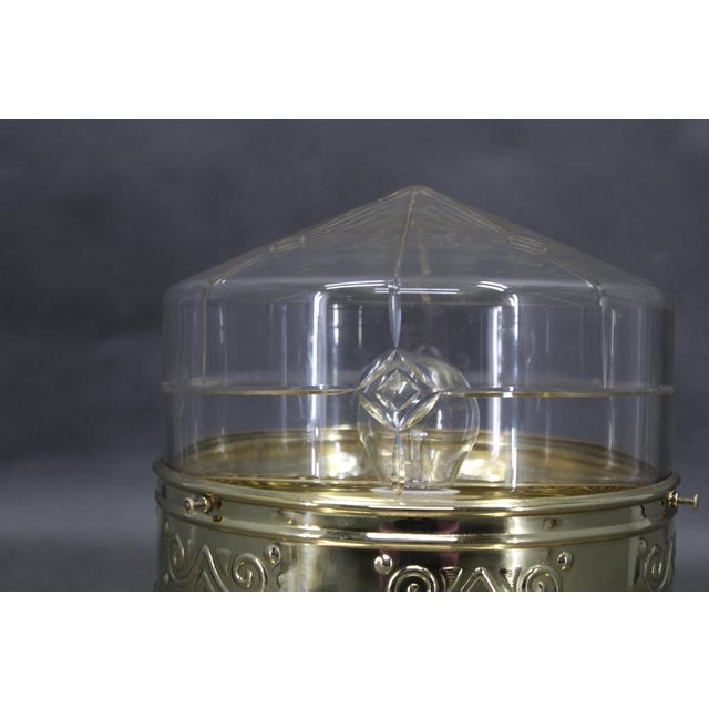 Art Nouveau Brass and Glass Ceiling Light, Czechoslovakia, 1930s For Sale - Image 6 of 11