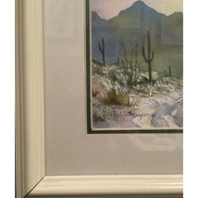Original Watercolor Landscape Sonoran Desert, Signed Witherspoon, Framed and Doubled Matted For Sale - Image 10 of 11