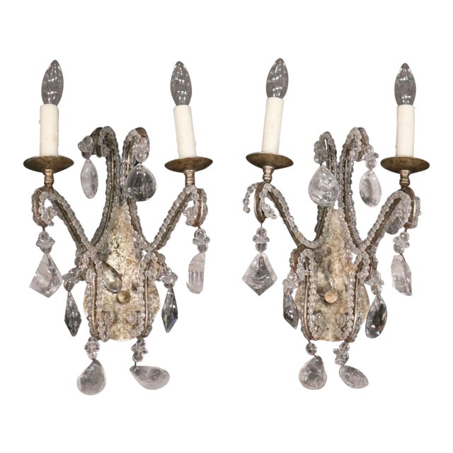 Rock Crystal Pendant Bagues Style French Louis XV Sconces For Sale