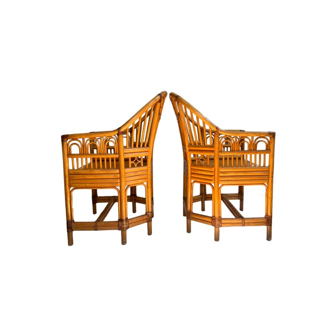 Wood Pair of Brighton Pavilion Style Bamboo Side Chairs For Sale - Image 7 of 9