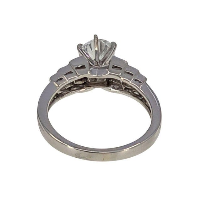 Contemporary Princess Cut Accented Platinum Engagement Ring Cz Center, Size 7 For Sale - Image 3 of 5