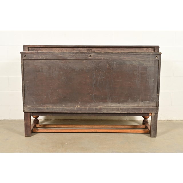 Berkey & Gay Style Antique English Jacobean Carved Oak Sideboard Buffet or Bar Cabinet, Circa 1920s For Sale - Image 15 of 16