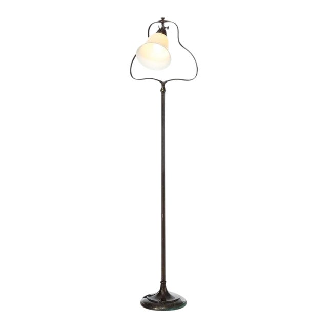 Antique Handel Floor Lamp With Opalescent Glass Shade C1910 For Sale
