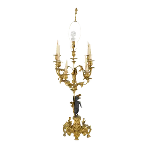 Antique Two Tone Bronze Putti Lamp