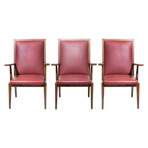 Red Vintage Chairs by Silvio Cavatorta, Italy, 1950s, Set of 3 For Sale - Image 8 of 8