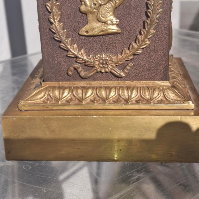 19thc French Empire Gilt & Patinated Bronze Table Lamp Candelabra For Sale In Miami - Image 6 of 12