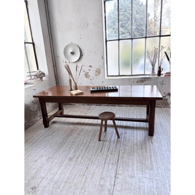 Vintage Farmhouse Table in Walnut, 1950s For Sale - Image 3 of 18