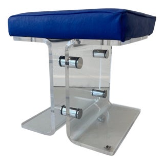 Vintage Acrylic Glass and Metal Stool from Marais International, 1970 For Sale