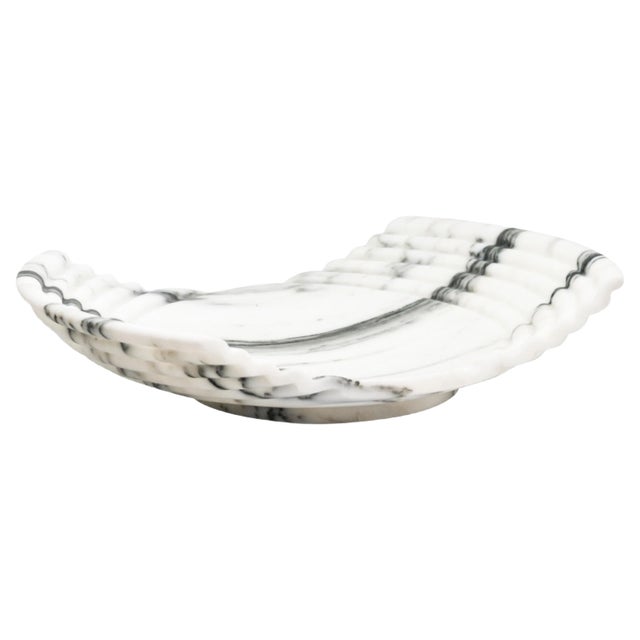 Large Wave Tray in Arabescato Marble For Sale