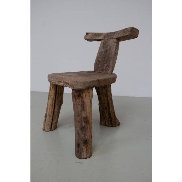 Primitive Elm T Tripod Side Chair, Denmark, 1970s For Sale - Image 4 of 18
