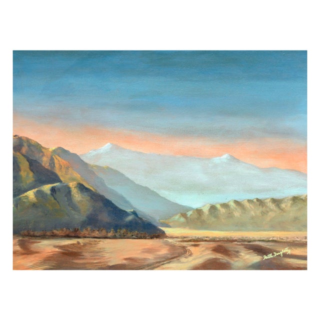 Mid Century Desert Mountain Landscape Sweeping mid century landscape of stark desert mountains by Faith Dougherty...