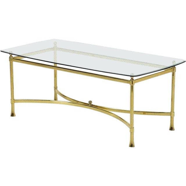 Golden Brass Coffee Table with Cut Crystal, Italy, 1950s For Sale - Image 6 of 6