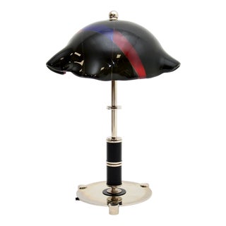 Vintage Swedish Glass and Chrome Table Lamp, 1970 For Sale